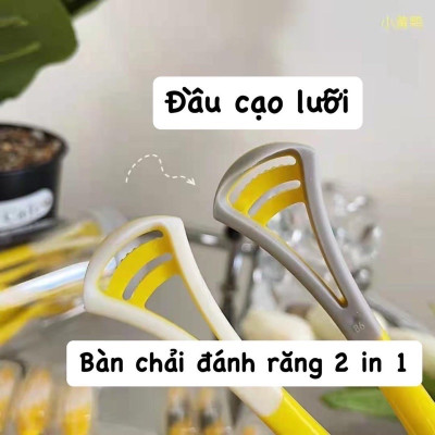 Sản phẩm  dụng cụ  vệ sinh  -Hộp 8 cây bàn chải cho bé 2 in 1 kèm dụng cụ cạo lưỡi ,cán cầm chống trượt ,lông bàn chải sợi tơ siêu mềm , giúp chải răng sạch hơn , giảm vi khuẩn gây sâu răng và hôi miệng an toàn và tiện lợi 