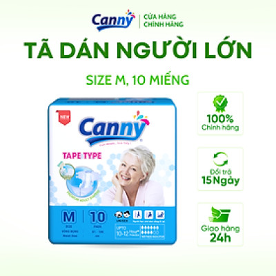 Tã Dán Người Lớn Canny Siêu Mềm, Siêu Thấm, Kháng Khuẩn Size M10, M/L10 (10 miếng)