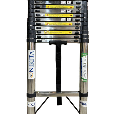 Thang Nikita rút đơn inox, chân tròn có rãnh chống trượt, an toàn, dễ di chuyển.