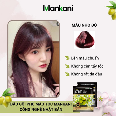Hộp Dầu Gội Nhuộm Tóc, Thảo Dược Màu Nho Đỏ, Mankani [250ml - Chính Hãng]