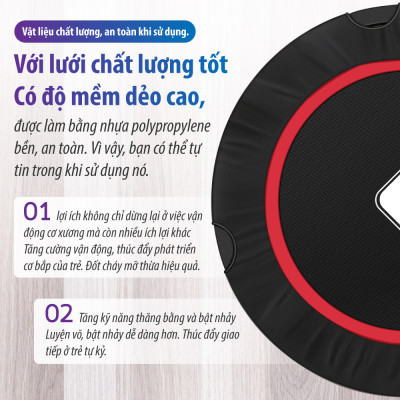 BG Sàn nhún,bạt nhún có thể gấp gọn cao cấp Trampoline size 1m-1,2m có thanh vịn dành cho mọi lứa tuổi