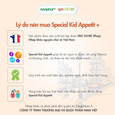 Siro Special Kid Appetit + - Hỗ trợ kích thích thèm ăn, giúp trẻ ăn ngon, tiêu hóa tốt - 125ml - Hàng Chính Hãng
