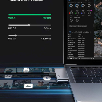 Ugreen UG10914CM415TK chỉ dành riêng cho Macbook Bộ chuyển đổi 2 cổng USB type C sang 1 x HDMI 4K60Hz + 2 x USB 3.0 - HÀNG CHÍNH HÃNG