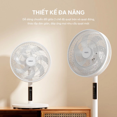 Quạt đứng thông minh Aqua FED3502R thân máy cảm ứng, điều khiển từ xa, hẹn giờ - Hàng nhập khẩu