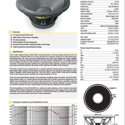 LOA RỜI PAUDIO 5 TẤC GM18-100F (18") (1 cái) – Hàng Chính Hãng