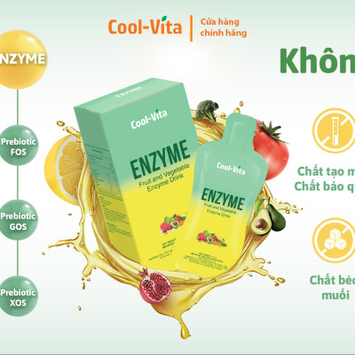 Nước Uống Bổ Sung Enzyme Chiết Xuất Từ Trái Cây và Rau Củ Hỗ Trợ Tiêu Hoá, Thanh Lọc Cơ Thể Coolvita - (45ml× 7 túi)/hộp