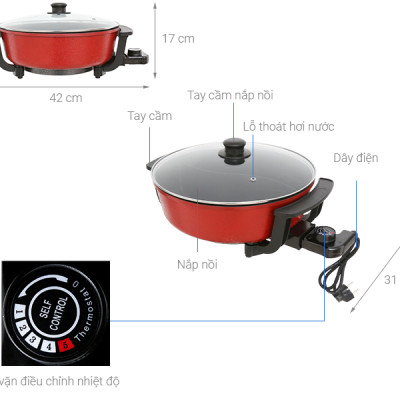 Nồi lẩu điện 2 ngăn Mishio MK112 5L - Hàng chính hãng