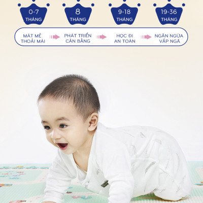 Nệm (thảm) chơi Nhà của Mẹ gấp gọn 2 mặt cho bé kích thước 180x200x1cm - họa tiết hình thú dễ thương giao ngẫu nhiên