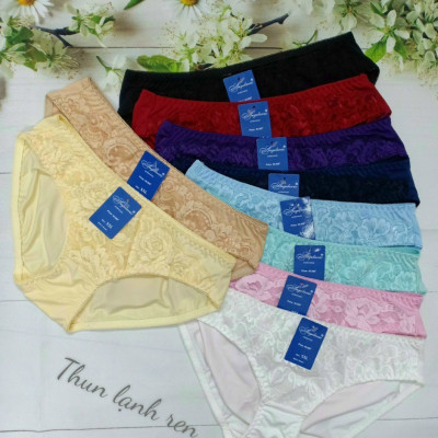 Combo 10 quần lót thun lạnh ren trước  Nhiều màu hàng việt nam - 5 Da & 5 Trắng Size 2XL