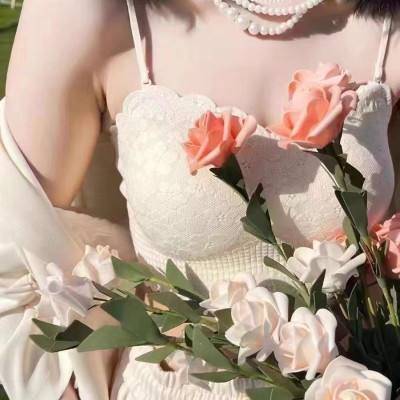 (BST Mới) Áo bra ren hoa 2 dây có mút ngực dáng croptop Vicci AV.12 sexy, sang chảnh Freesize