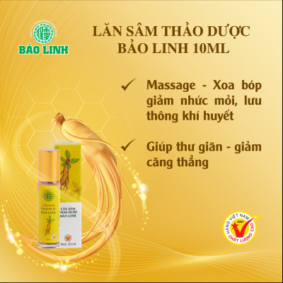 [Combo 3 Chai] Dầu Lăn Sâm Thảo Dược Bảo Linh 10ml - Xoa bóp, massage giảm đau đầu, nhức mỏi, thư giãn
