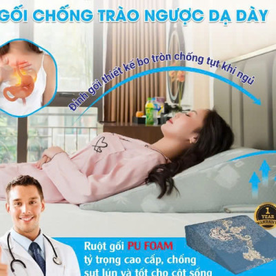 Gối nằm chống trào ngược Hàn Việt Hải  dạ dày cho người lớn vải Cotton size 60x70x20cm