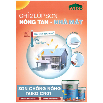 Sơn Chống Nóng, Chống Han Gỉ, Chống Thấm Taiko CN01-18 Kg - Xử Lý bề mặt tường nhà, mái tôn, kim loại