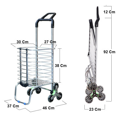 Xe kéo đi chợ Inox 6 bánh leo cầu thang, gấp gọn tiện dụng NIKITA