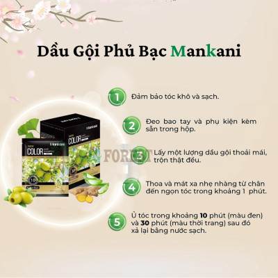 Gói Dầu Gội Phủ Bạc, Nhuộm Tóc Thảo Dược Mankani [Gói 25ml - Đen Tự Nhiên]