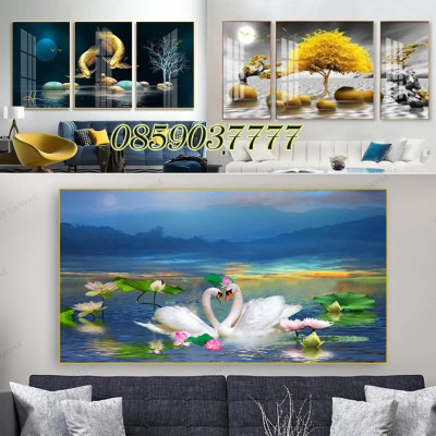 Tranh Treo Tường TRÁNG GƯƠNG Pha Lê Phòng Khách Cao Cấp Bền - Bóng - Đẹp 