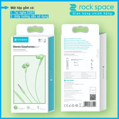 Tai nghe có dây nhét tai Rockspace ES07 chuẩn cắm 3.5 có mic chơi game nghe nhạc - Hàng chính hãng bảo hành 1 năm