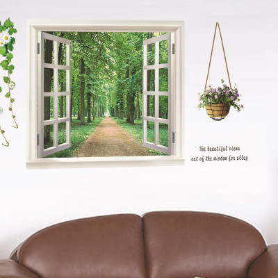 [ Size Lớn ] Decal dán tường kết hợp Bụi Tre - Cửa Sổ - Chân Tường Hoa AM9104-AY701-AY823