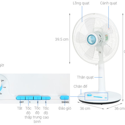 Quạt lửng AC 50W hẹn giờ- ALF02A145 - Hàng chính hãng