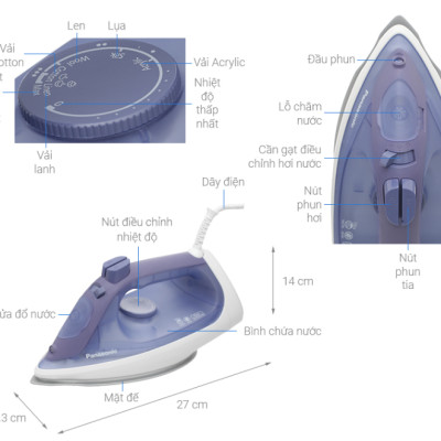 [Hàng Chính Hãng] Bàn Ủi Hơi Nước Panasonic NI-S530 – 2400W, Đế phủ titan chống dính