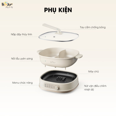 (Hàng chính hãng) Nồi Lẩu Bear 2 Ngăn SB-NL60U Dung Tích 6L. Bảo hành 18 tháng 