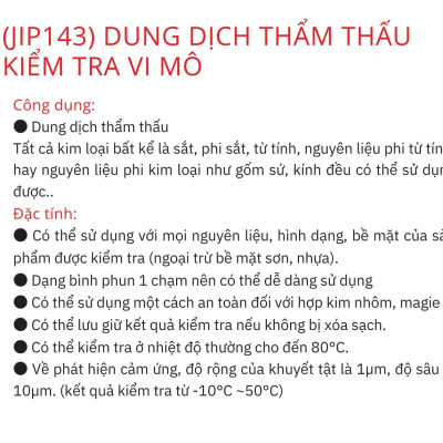 Dung dịch thẩm thấu và phát hiện vết nứt trên bề mặt sản phẩm JIP143