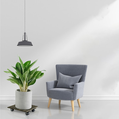 Đế Lót Chậu Cây Có Bánh Xe Thương Hiệu ANKAN, Đế Để Chậu Cây, Mặt Vuông Bằng Gỗ Tràm, Màu Đen Đường Kính 30 Cm, Tải Trọng 80kg - Hàng Xuất Khẩu