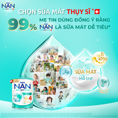 Bộ 2 lon Sữa bột Nestlé NAN OPTIPRO PLUS 4 800g/lon với 5HMO Giúp tiêu hóa tốt