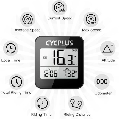 Đồng Hồ Tốc Độ Xe Đạp Cycplus G1 GPS Speedometer LCD 2.0" FSTN Auto Backlight IPX6 Chống Nước Chống Trầy Xước