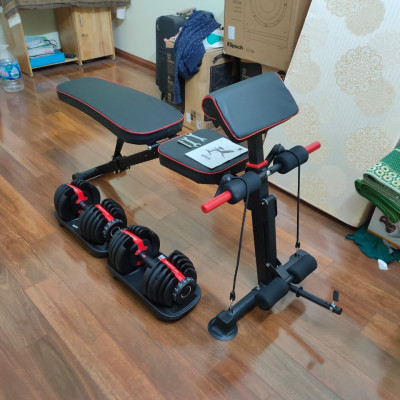 Ghế tập gym đa năng kèm dây kéo đàn hồi KK022D, tải trọng tối đa 120kg, có thể gập gọn dễ dàng