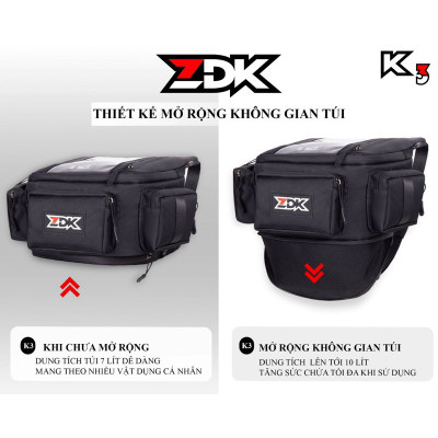 Túi treo xe máy chính hãng ZDK K3, nhiều ngăn, túi treo đầu xe, túi treo ghi đông xe máy chứa đồ dùng, cảm ứng điện thoại tốt - Hàng chính hãng