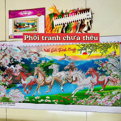 Tranh thêu chữ thập Mã đáo thành công LV3470, kích thước 100 x 53 cm