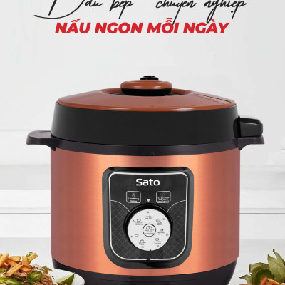 Nồi áp suất đa năng SATO 6AS051.N 6.0L - Nồi áp suất đa chức năng : nấu cơm, nấu cháo, hầm gân, ninh, súp, hấp, giữ ấm ... Dung tích : 6.0 lít phù hợp gia đình 4 - 6 người - Miễn phí vận chuyển toàn quốc - Hàng chính hãng