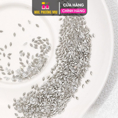 Set 100 Viên Đá Khối Hạt Thóc Hạt Gạo Chân Bằng, Chân Nhọn Lấp Lánh Chân Vàng Size Mini Cao Cấp Làm Nail Siêu Sáng Đẹp Đính Móng Nữ Women