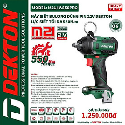 Máy Siết Bulong 550nm DEKTON M21-IW550PRO- Lực siết lớn_ Hàng chính hãƞg.