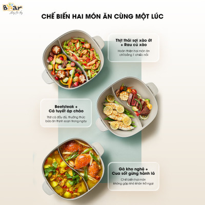 (Hàng chính hãng) Nồi Lẩu Bear 2 Ngăn SB-NL60U Dung Tích 6L. Bảo hành 18 tháng 
