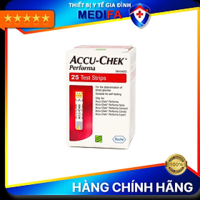 Hộp 25 Que Thử Đường Huyết Accu-Chek Performa Có Nắp Nhựa Hút Ẩm Hạn Chế Việc Hỏng Que Thử