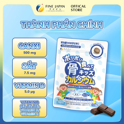 Viên nhai Canxi Cá Tuyết Bone’s Calcium Tablets for Kids FINE JAPAN bổ sung Canxi phát triển chiều cao