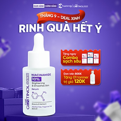 Serum trắng hồng da Niacinamide kiểm soát dầu, mụn, dưỡng trắng, giảm nếp nhăn, trẻ hóa làn da The Gentinol 0221 30ml