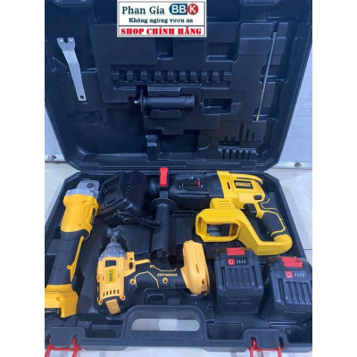 Bộ Combo Gồm Máy Khoan Đục Bê Tông, Máy Mài Và Máy Chuyên Vít Dùng Pin 199V 15 Cell, Máy Siêu Khỏe - Bảo Hành 1 Năm