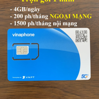 SIM 4G VINAPHONE TRỌN GÓI 1 NĂM - CHỌN LOẠI: 2GB/ngày, 6GB/ngày, 500GB/tháng - Hàng chính hãng