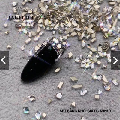 Set Đá Khối Chân Bằng Giả Úc Trắng Mini Khoảng 100 Viên Làm Nail, Đá Siêu Nhỏ Bo Góc Chân Tinh Tế Trang Trí Móng Angelica Nữ Women