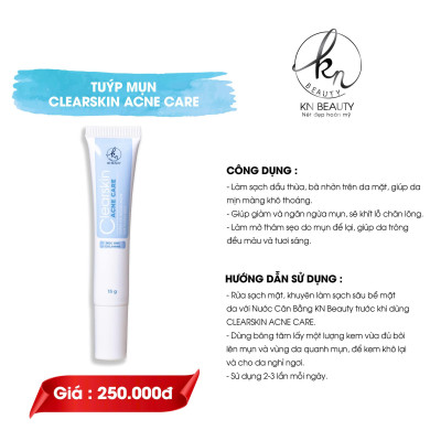 Kem dưỡng mụn CLEARSKIN ACNE CARE KN BEAUTY 15 gram