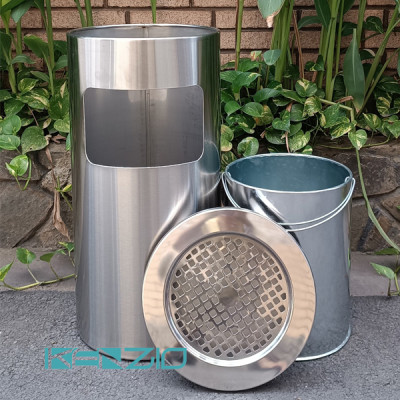  Thùng rác INOX gạt tàn A35-B của KENZIO