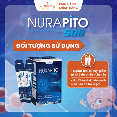 Gói uống Nurapito 500 hỗ trợ ngừa và phục hồi sau tai biến mạnh máu não, hạn chế xơ vữa, tắc mạch (20 gói) - Nutramed