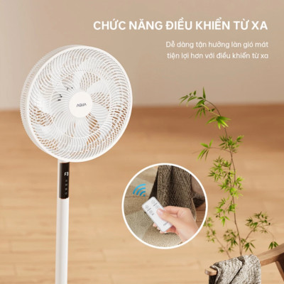Quạt đứng thông minh Aqua FED3502R thân máy cảm ứng, điều khiển từ xa, hẹn giờ - Hàng nhập khẩu