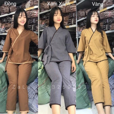 ĐỒ LAM ĐI CHÙA Mẫu Nhật Nơ Không Thêu