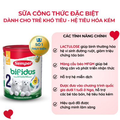 Combo 4 Sữa bột công thức Semper Bifidus số 2 400g/hộp