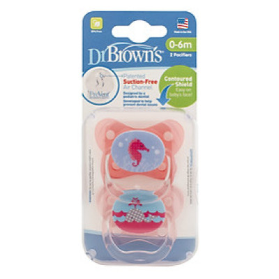 [ PV12001 - Hồng ] Set 2 ty ngậm Prevent chỉnh nha, chống vẩu Dr.Brown