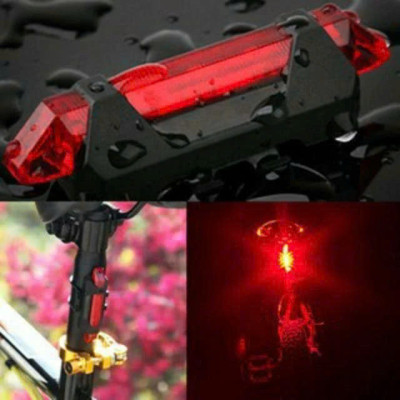 Đèn 5 LED Cảnh báo sau Xe Đạp giúp đạp xe an toàn ban đêm 4 chế độ sáng (Đèn Xanh)